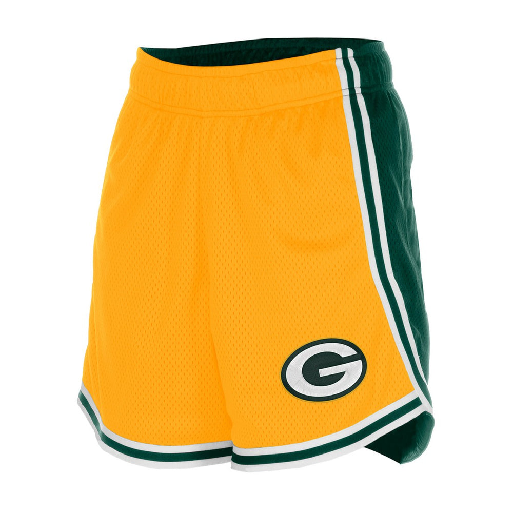 Green Bay Packers New Era Women's Sport Classics Mesh Shorts - Gold/Green Shorts