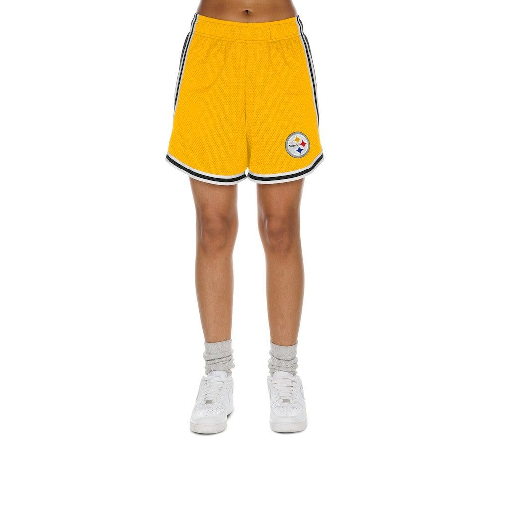Pittsburgh Steelers New Era Women's Sport Classics Mesh Shorts - Gold/Black Shorts