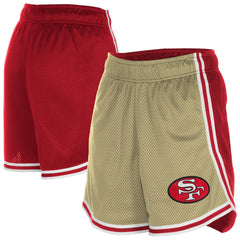 San Francisco 49ers New Era Women's Throwback Sport Classics Mesh Shorts - Gold/Scarlet Shorts