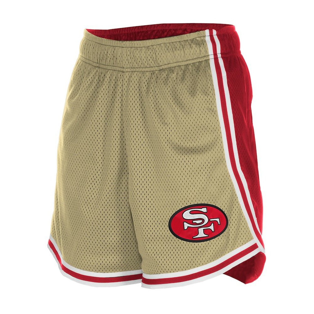 San Francisco 49ers New Era Women's Throwback Sport Classics Mesh Shorts - Gold/Scarlet Shorts