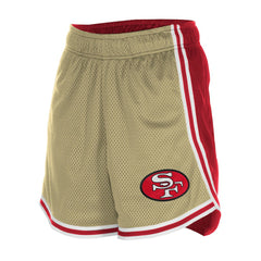 San Francisco 49ers New Era Women's Throwback Sport Classics Mesh Shorts - Gold/Scarlet Shorts