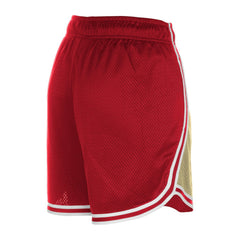 San Francisco 49ers New Era Women's Throwback Sport Classics Mesh Shorts - Gold/Scarlet Shorts