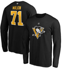 Evgeni Malkin Pittsburgh Penguins Fanatics Authentic Stack Name & Number T-Shirt - Black | US 202198417