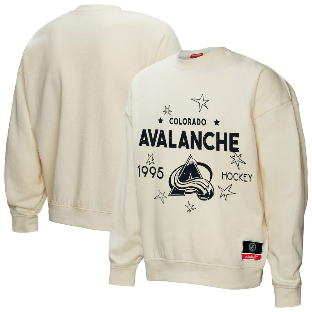 Colorado Avalanche Mitchell & Ness Women's Logo 3.0 Pullover Sweatshirt - Cream | US 202198434