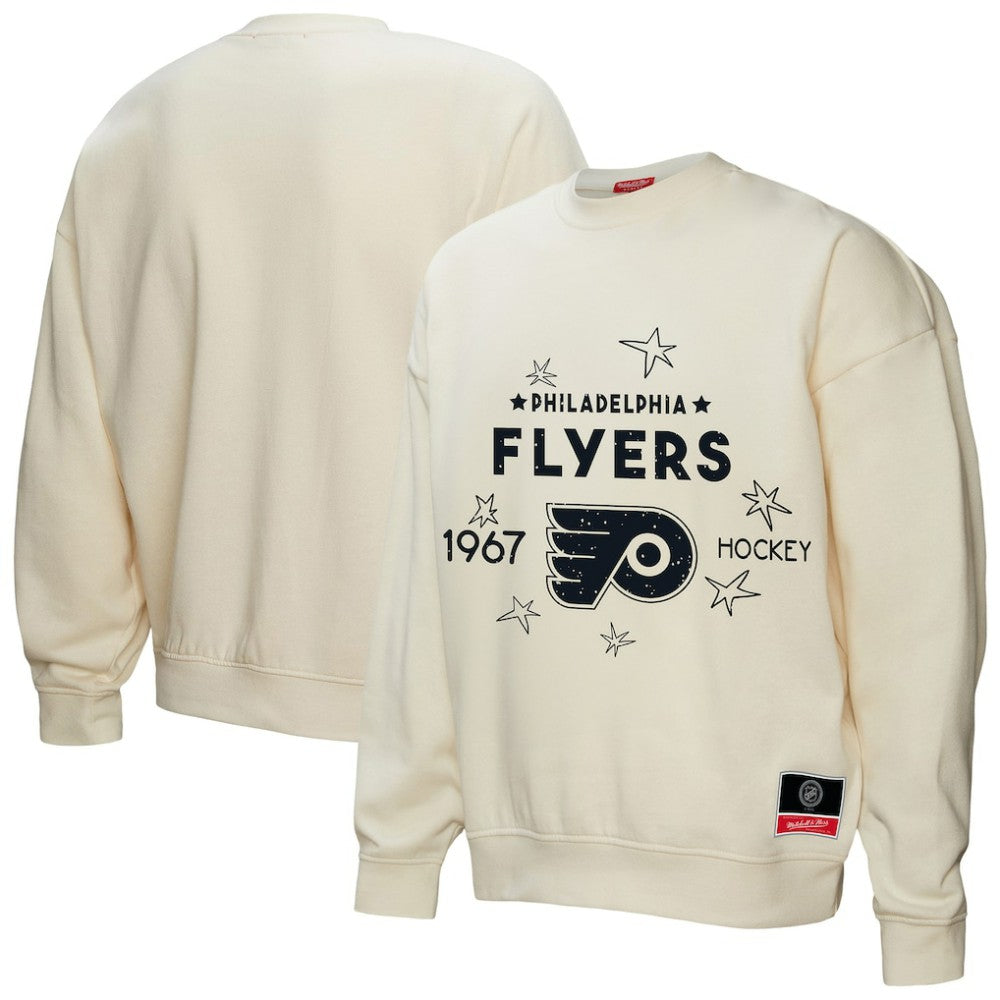 Philadelphia Flyers Mitchell & Ness Women's Logo 3.0 Pullover Sweatshirt - Cream | US 202198437