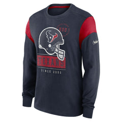 Houston Texans Rewind Playback Helmet Long Sleeve T-Shirt - Heather Navy T-shirts