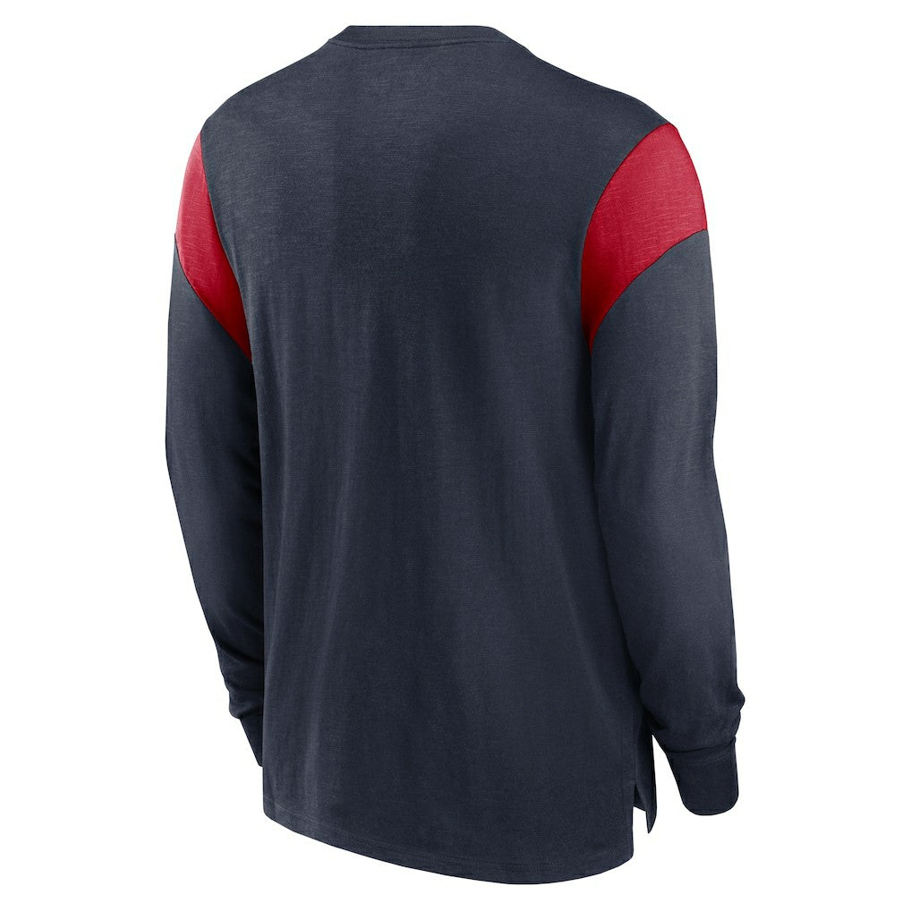 Houston Texans Rewind Playback Helmet Long Sleeve T-Shirt - Heather Navy T-shirts