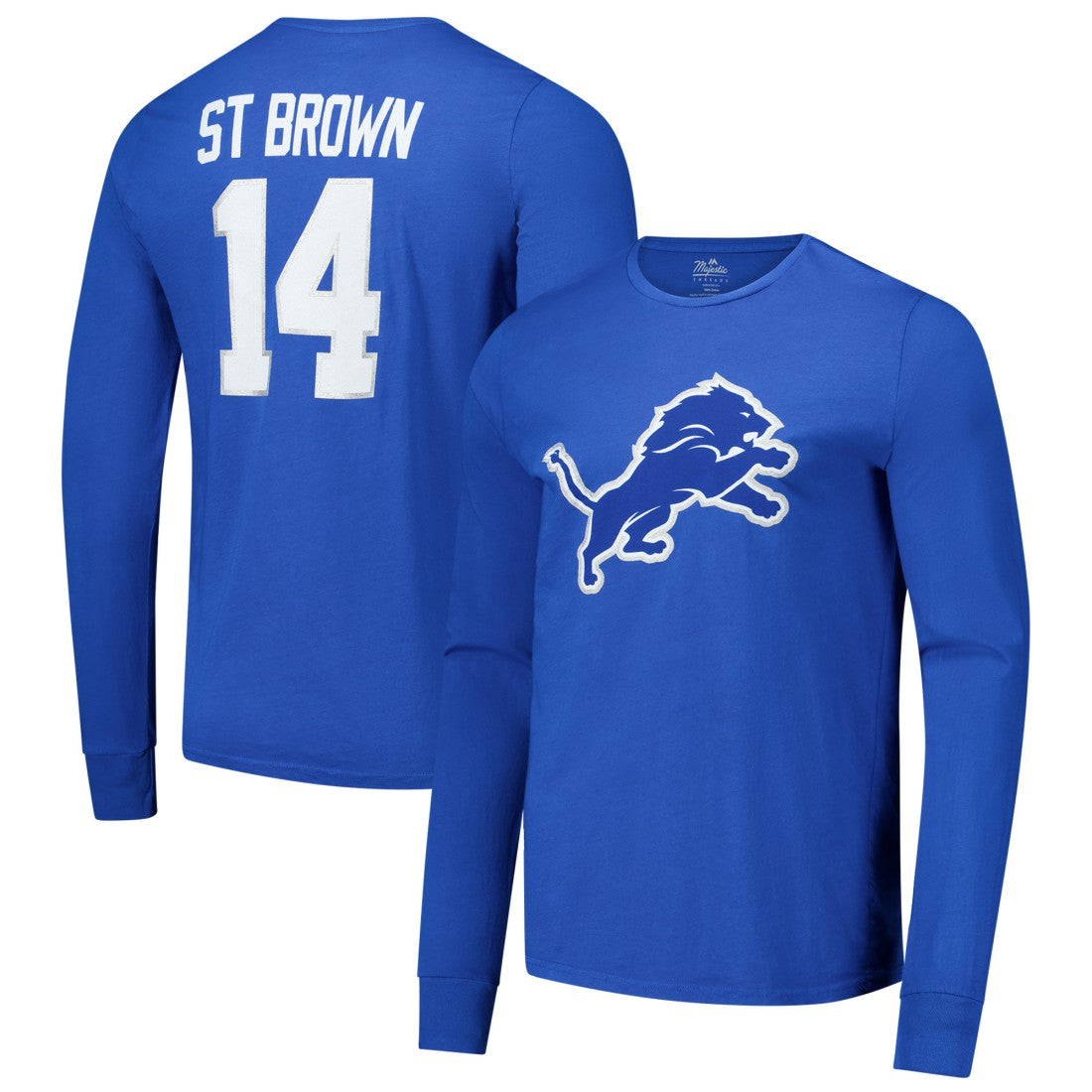 Amon-Ra St. Brown Detroit Lions Majestic Threads Name & Number Long Sleeve T-Shirt - Blue T-shirts