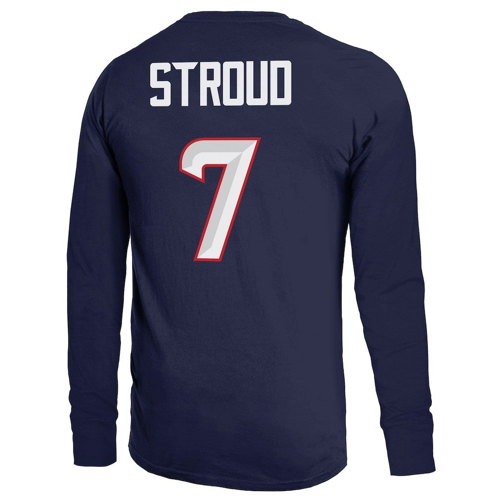 C.J. Stroud Houston Texans Majestic Threads Name & Number Non-Distressed Long Sleeve T-Shirt - Navy T-shirts