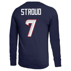 C.J. Stroud Houston Texans Majestic Threads Name & Number Non-Distressed Long Sleeve T-Shirt - Navy T-shirts