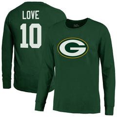 Jordan Love Green Bay Packers Majestic Threads Name & Number Long Sleeve T-Shirt - Green T-shirts