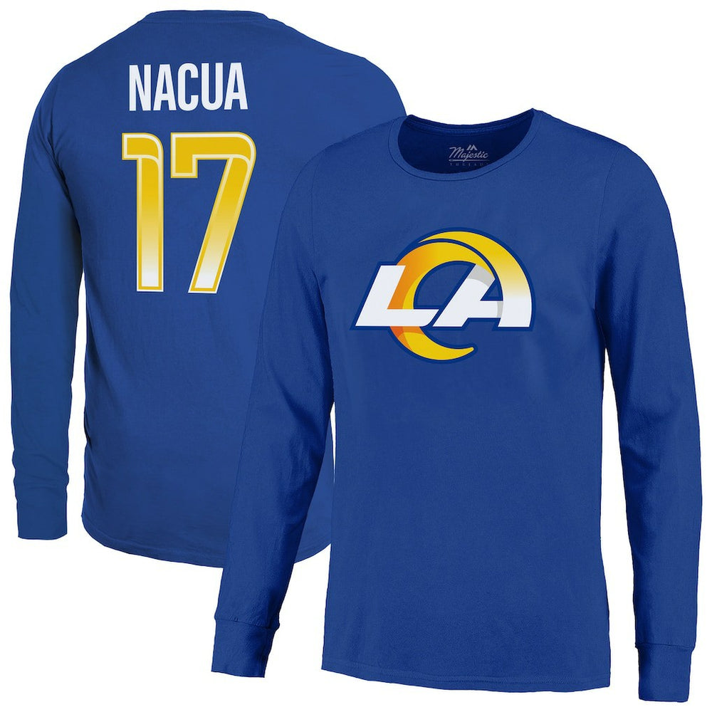 Puka Nacua Los Angeles Rams Majestic Threads Name & Number Non-Distressed Long Sleeve T-Shirt - Royal T-shirts