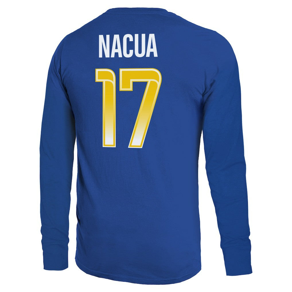 Puka Nacua Los Angeles Rams Majestic Threads Name & Number Non-Distressed Long Sleeve T-Shirt - Royal T-shirts