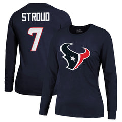 C.J. Stroud Houston Texans Majestic Threads Women's Player Name & Number Long Sleeve T-Shirt - Navy T-shirts