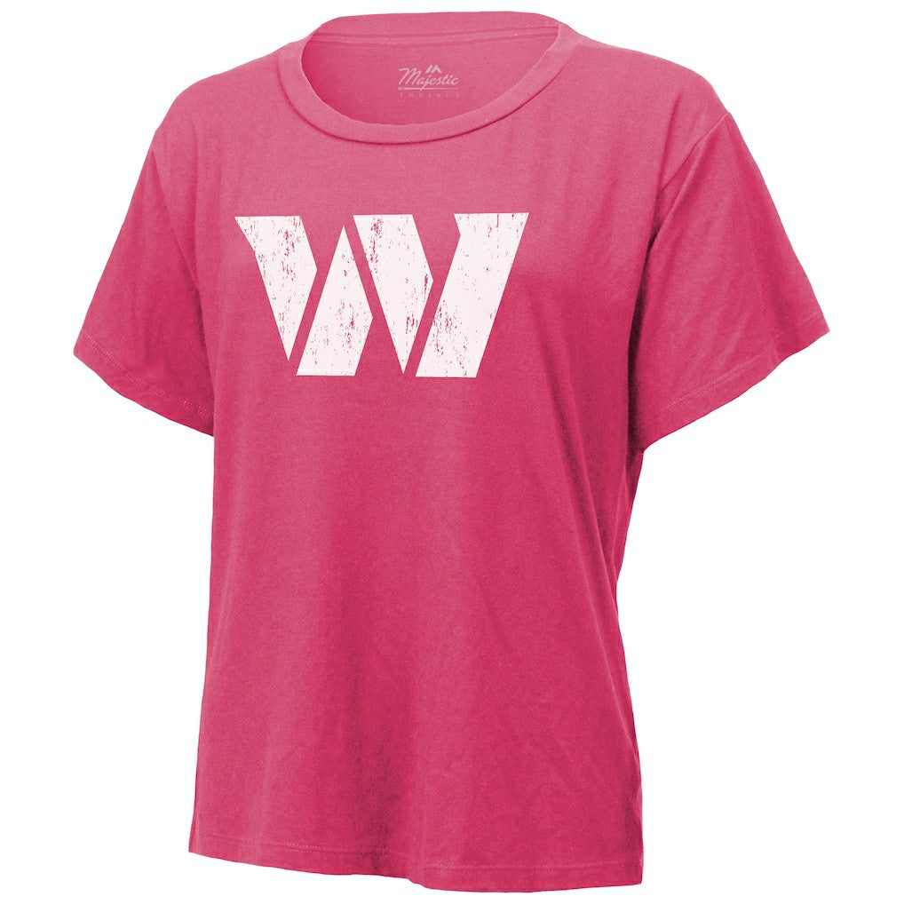 Jayden Daniels Washington Commanders Majestic Threads Women's Name & Number T-Shirt - Pink T-shirts
