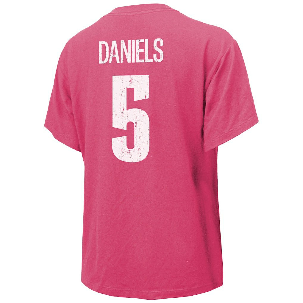 Jayden Daniels Washington Commanders Majestic Threads Women's Name & Number T-Shirt - Pink T-shirts
