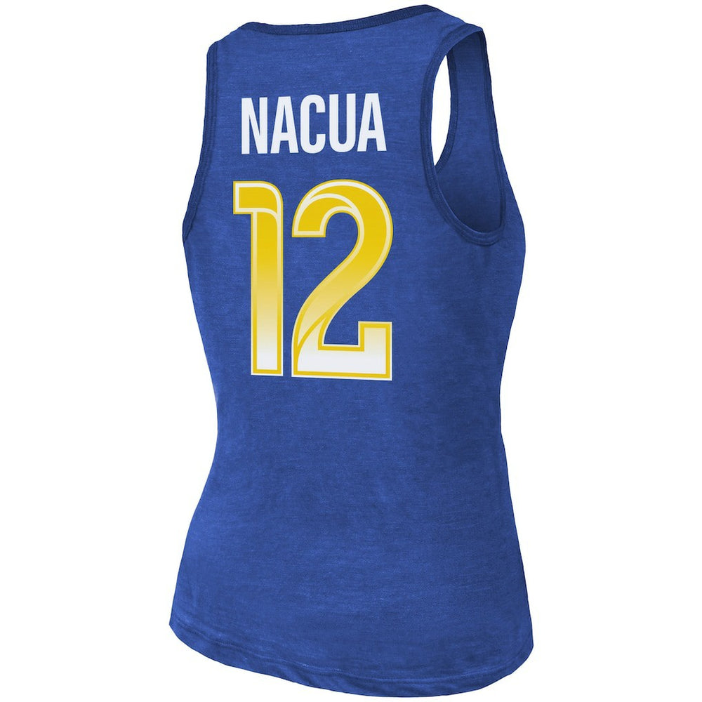 Puka Nacua Los Angeles Rams Majestic Threads Women's Name & Number Tri-Blend Scoop Neck Tank Top - Royal Tops
