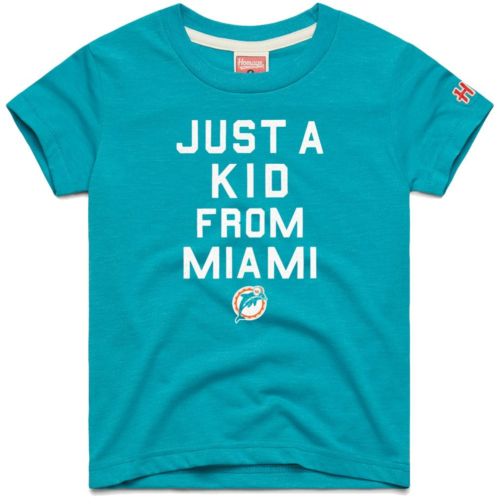 Miami Dolphins Homage Youth Just a Kid Tri-Blend T-Shirt - Aqua T-shirts
