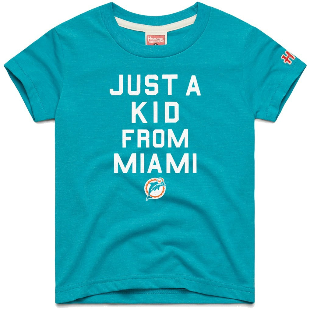 Miami Dolphins Homage Youth Just a Kid Tri-Blend T-Shirt - Aqua T-shirts