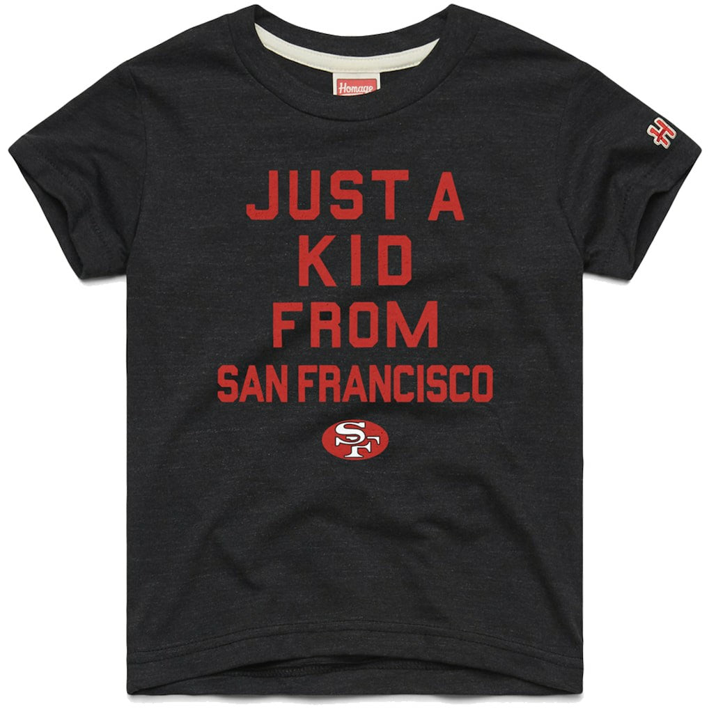 San Francisco 49ers Homage Youth Just a Kid Tri-Blend T-Shirt - Black T-shirts