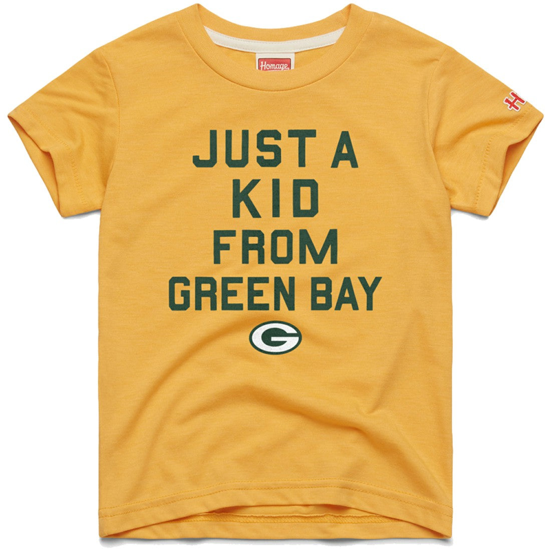 Green Bay Packers Homage Youth Just a Kid Tri-Blend T-Shirt - Gold T-shirts