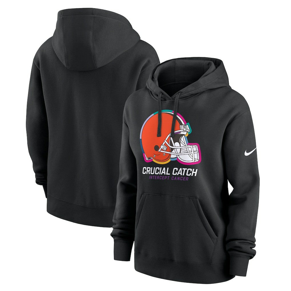 Cleveland Browns Women's 2024 NFL Crucial Catch Club Pullover Hoodie - Black Hoodies