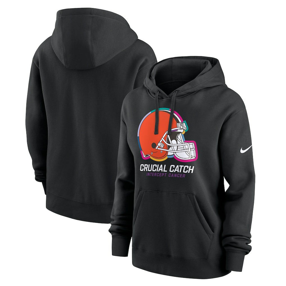 Cleveland Browns Women's 2024 NFL Crucial Catch Club Pullover Hoodie - Black Hoodies