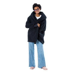 The Best Lounger in the World By Jill Martin Sacramento Kings Unisex Black Oversized Open-Front Hoodie Sweater