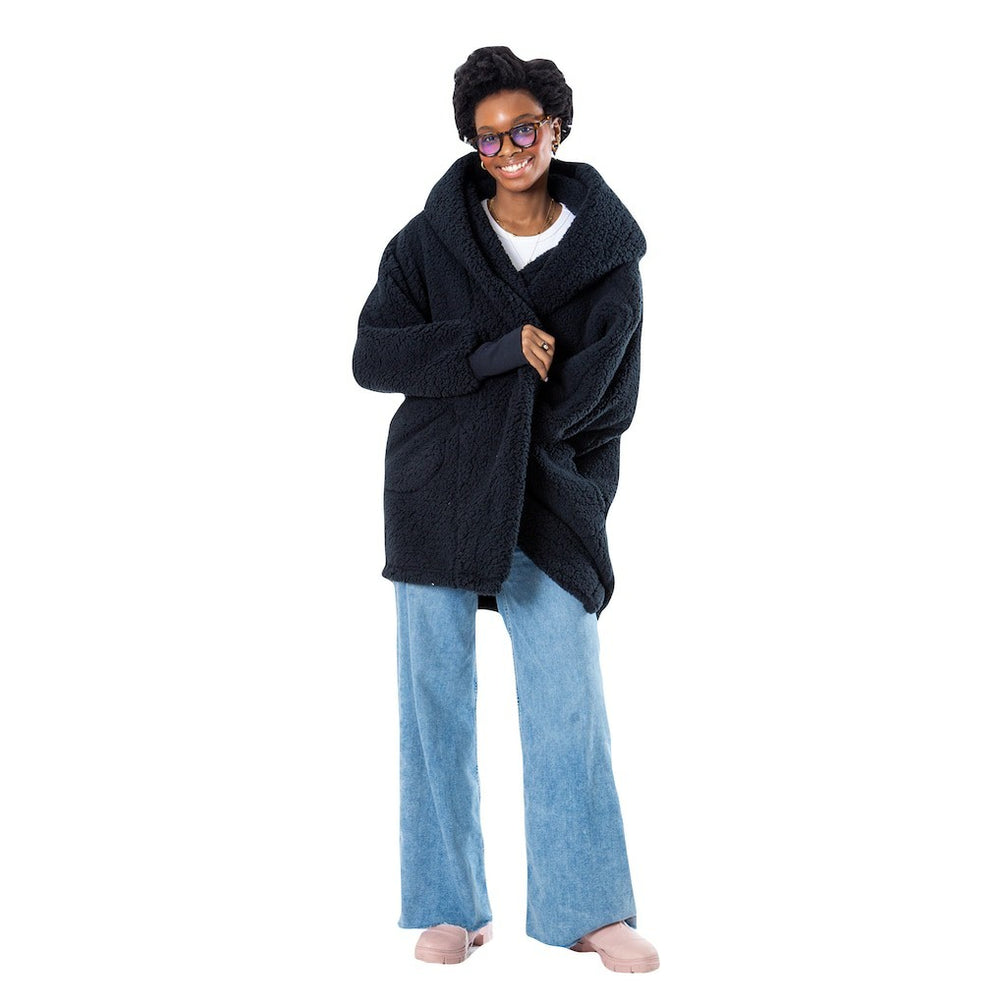The Best Lounger in the World By Jill Martin Indiana Pacers Unisex Black Oversized Open-Front Hoodie Sweater