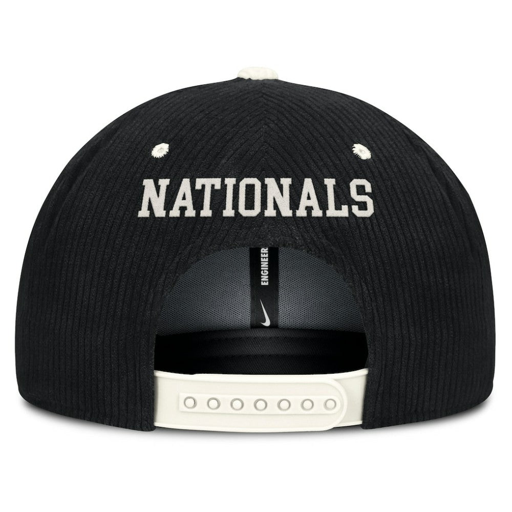 Washington Nationals Nike Pro Corduroy Structured Snapback Hat - Black Hats