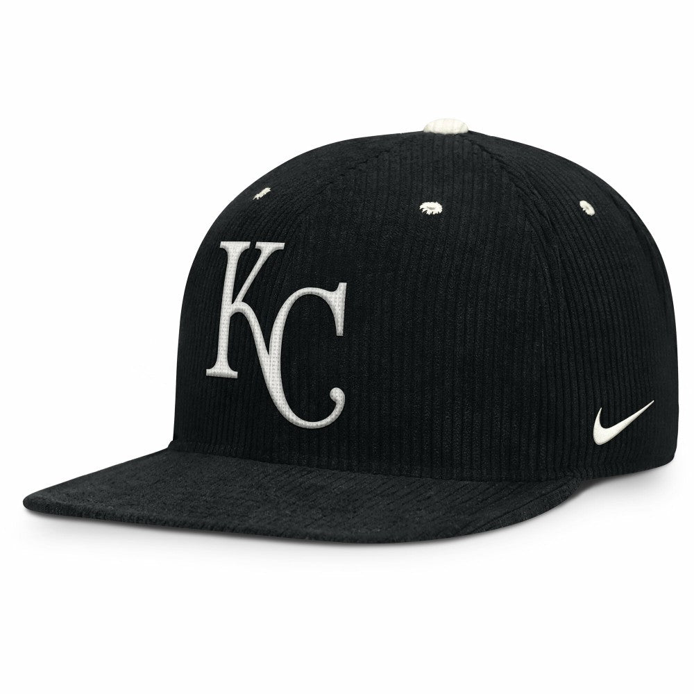 Kansas City Royals Nike Pro Corduroy Structured Snapback Hat - Black Hats