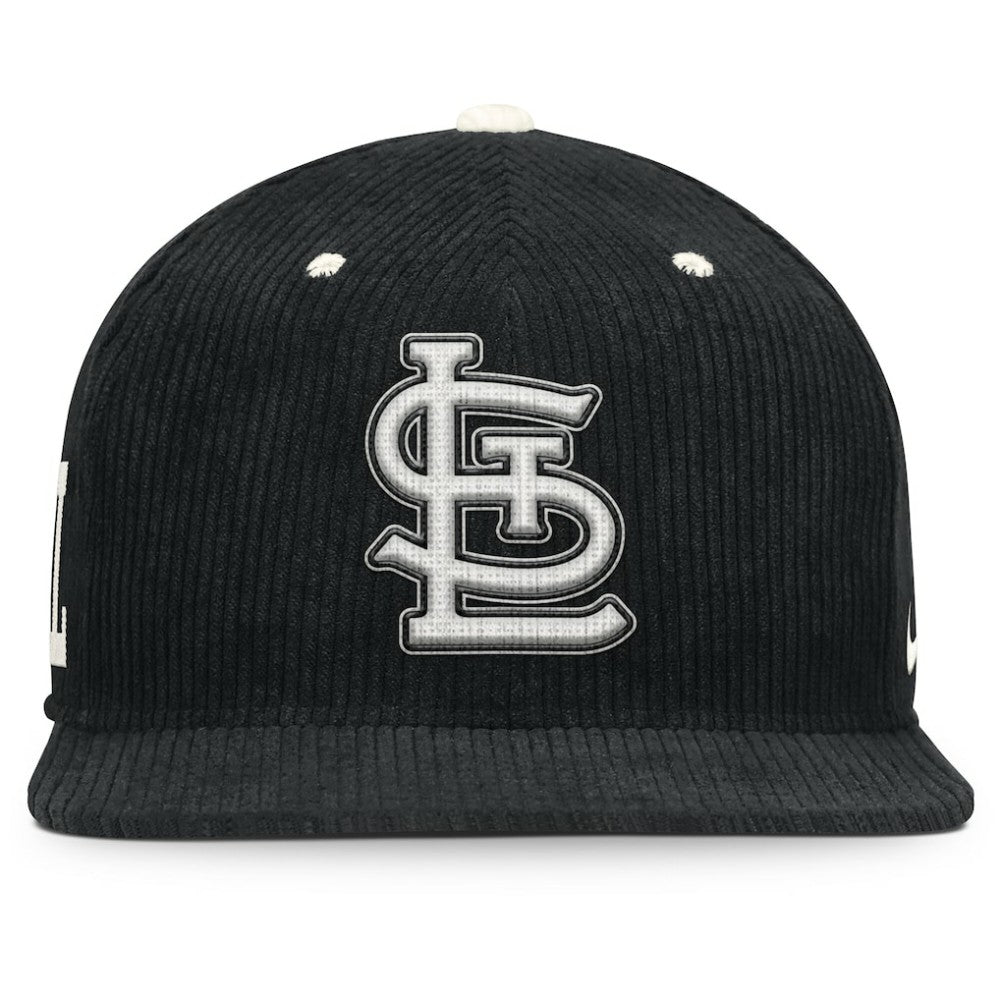 St. Louis Cardinals Nike Pro Corduroy Structured Snapback Hat - Black Hats