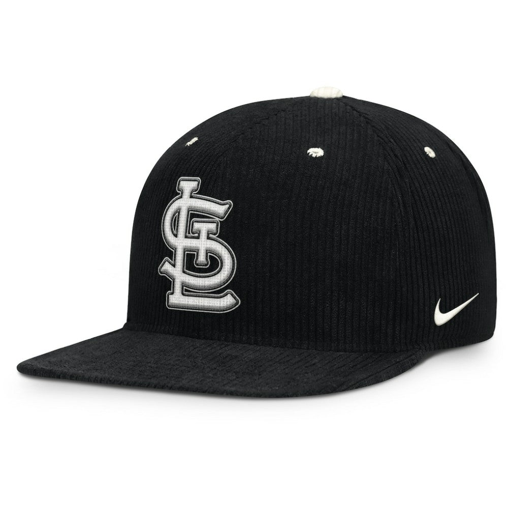 St. Louis Cardinals Nike Pro Corduroy Structured Snapback Hat - Black Hats