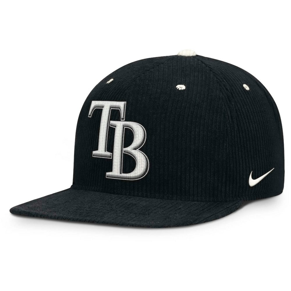Tampa Bay Rays Nike Pro Corduroy Structured Snapback Hat - Black Hats