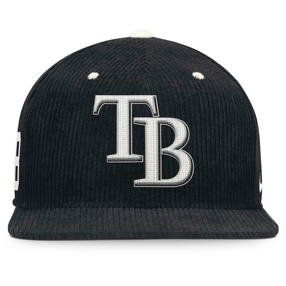 Tampa Bay Rays Nike Pro Corduroy Structured Snapback Hat - Black Hats