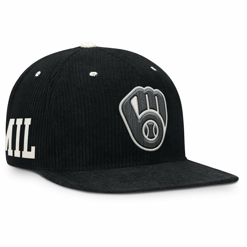 Milwaukee Brewers Nike Pro Corduroy Structured Snapback Hat - Black Hats