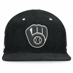 Milwaukee Brewers Nike Pro Corduroy Structured Snapback Hat - Black Hats