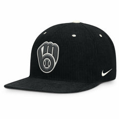 Milwaukee Brewers Nike Pro Corduroy Structured Snapback Hat - Black Hats