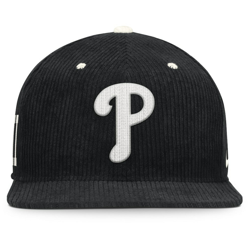 Philadelphia Phillies Nike Pro Corduroy Structured Snapback Hat - Black Hats
