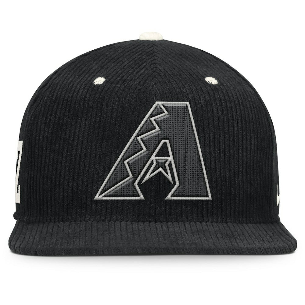 Arizona Diamondbacks Nike Pro Corduroy Structured Snapback Hat - Black Hats
