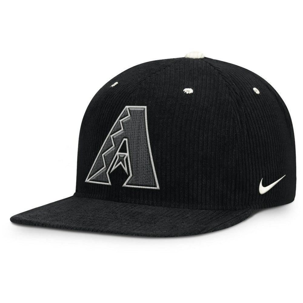 Arizona Diamondbacks Nike Pro Corduroy Structured Snapback Hat - Black Hats