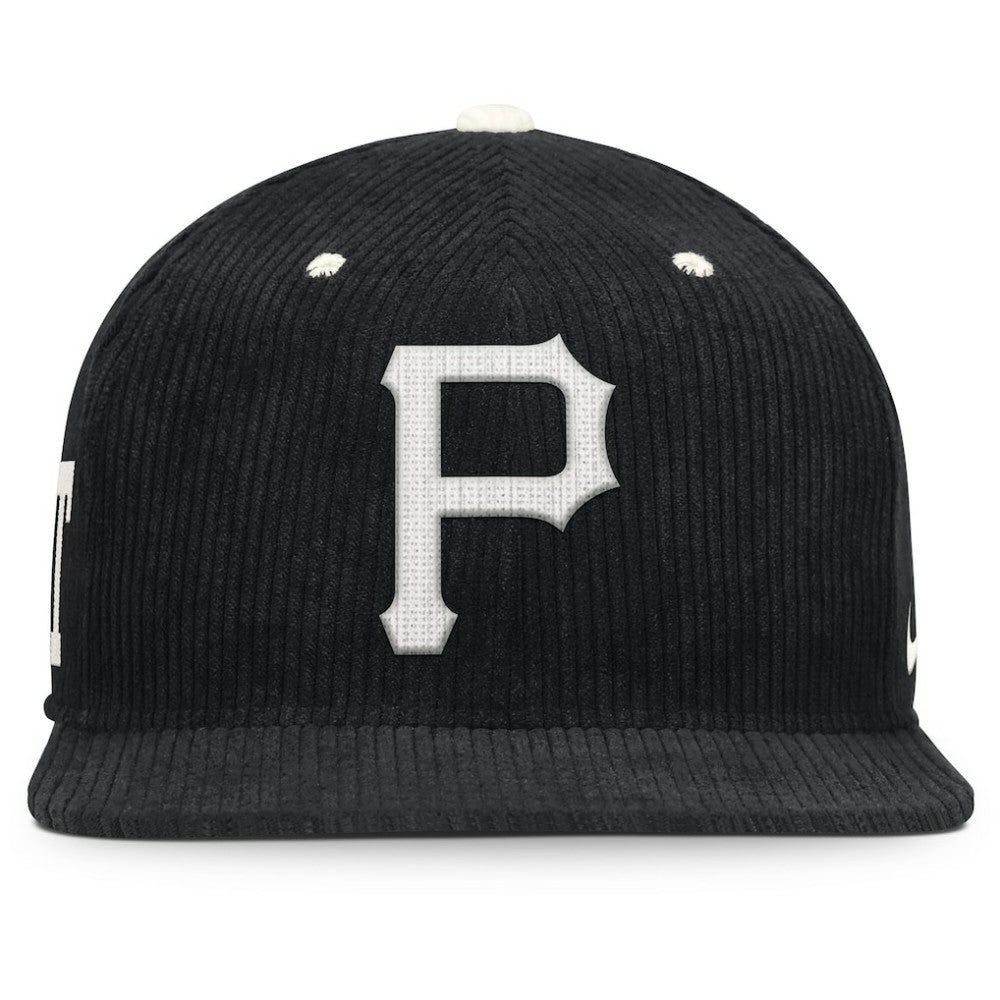 Pittsburgh Pirates Nike Pro Corduroy Structured Snapback Hat - Black Hats