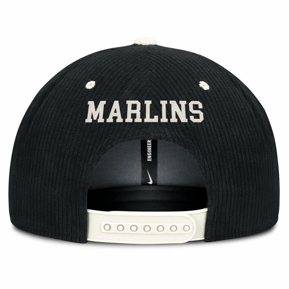 Miami Marlins Nike Pro Corduroy Structured Snapback Hat - Black Hats