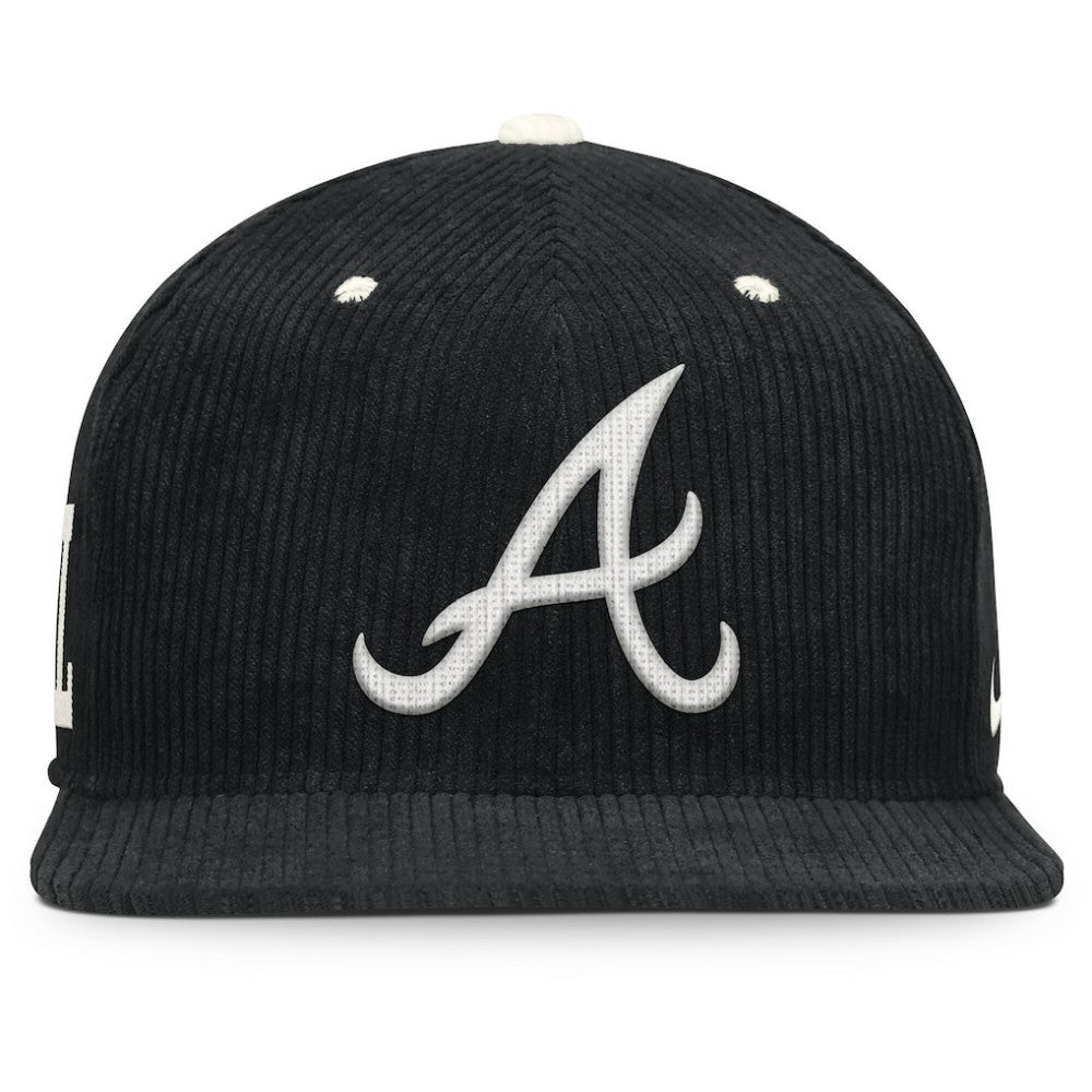 Atlanta Braves Nike Pro Corduroy Structured Snapback Hat - Black Hats