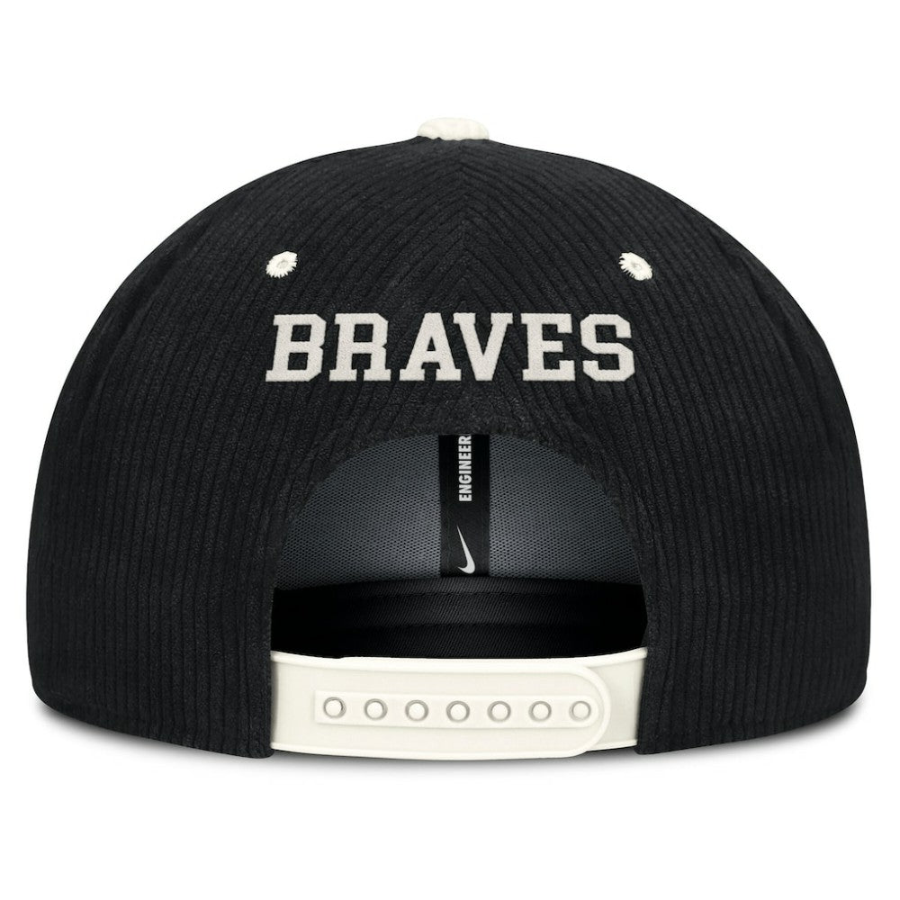 Atlanta Braves Nike Pro Corduroy Structured Snapback Hat - Black Hats