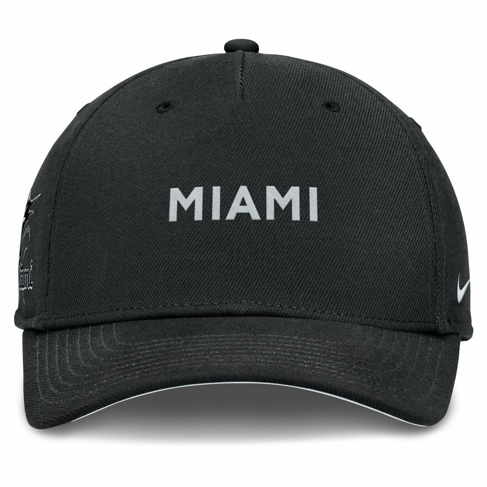 Miami Marlins Nike Rise Performance Adjustable Hat - Black Hats