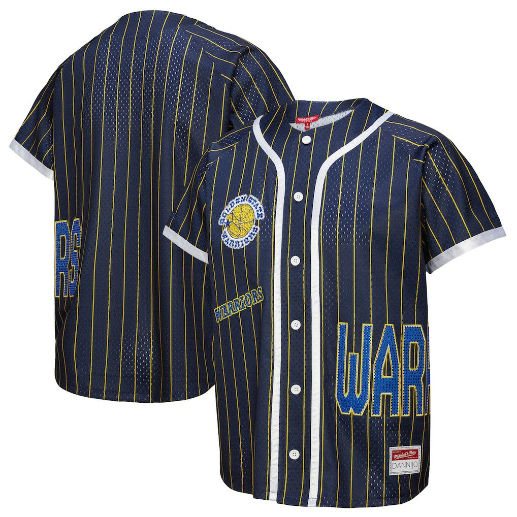 Golden State Warriors x DANNIJO Women's Fashion Baseball Jersey Blue - Mitchell & Ness