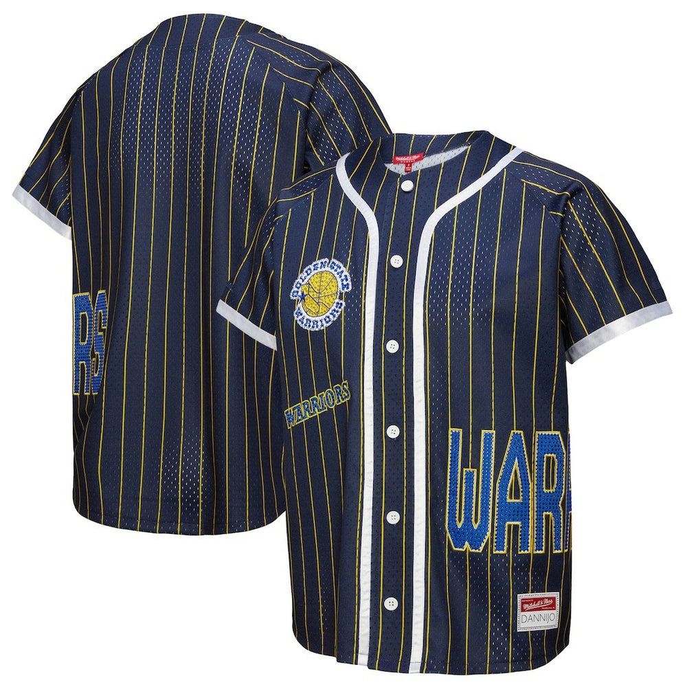 Golden State Warriors x DANNIJO Women's Fashion Baseball Jersey Blue - Mitchell & Ness