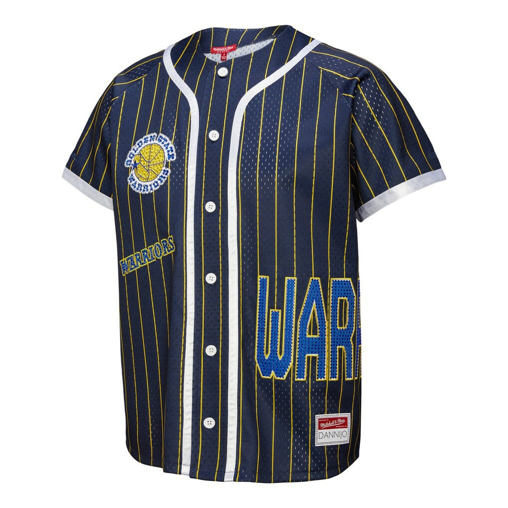 Golden State Warriors x DANNIJO Women's Fashion Baseball Jersey Blue - Mitchell & Ness
