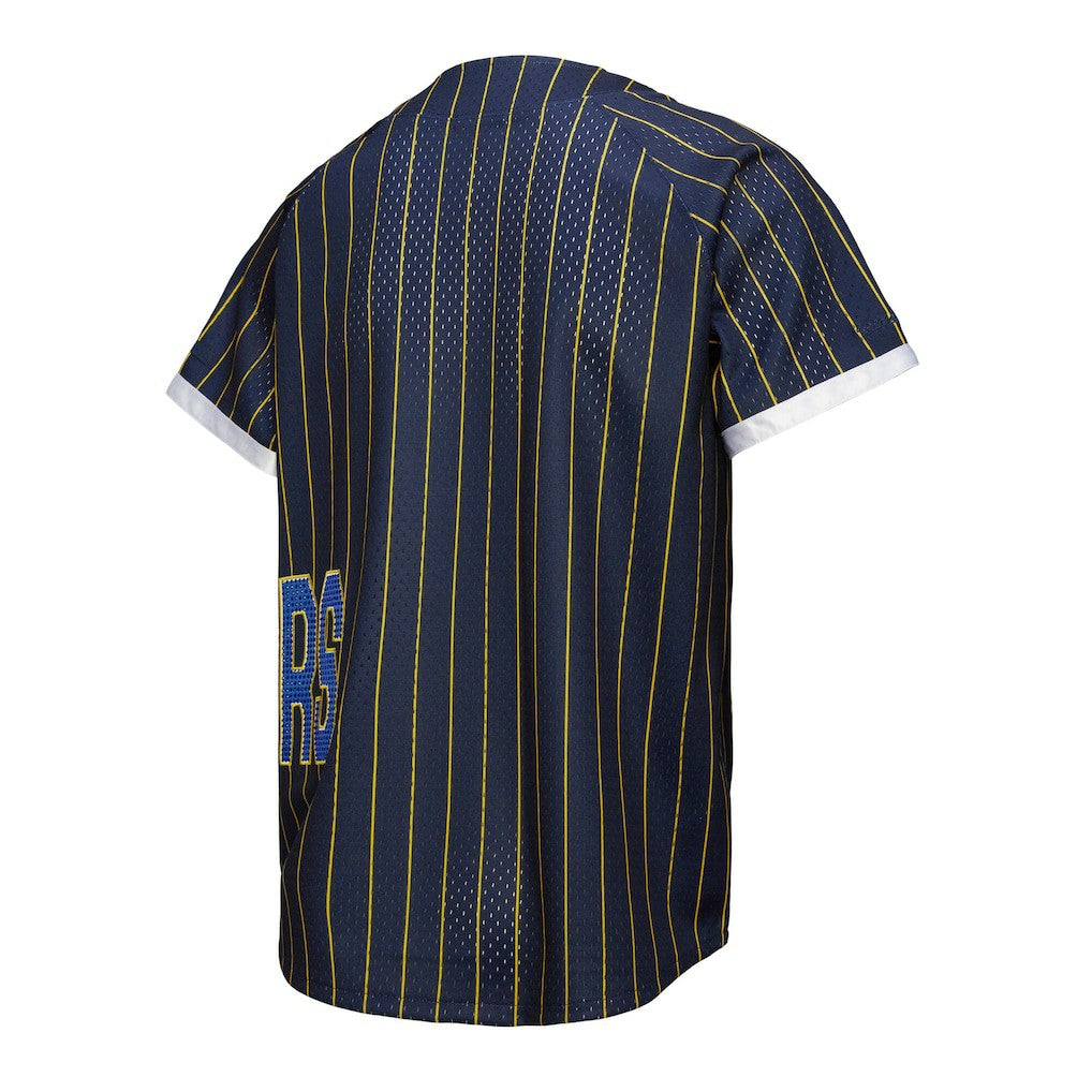 Golden State Warriors x DANNIJO Women's Fashion Baseball Jersey Blue - Mitchell & Ness